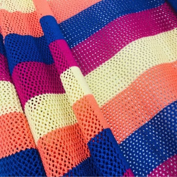 BLAIR Multicolor Colorblock Open Knit Cardigan Size X-Large - Picture 3 of 9